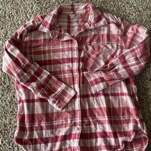 Aerie Red and White Plaid Shirt